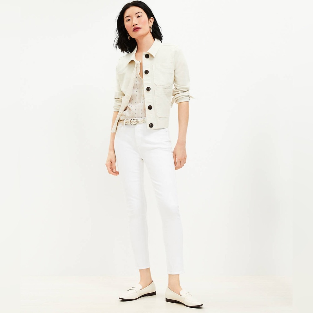 LOFT White Skinny Ankle Jeans Modern Fit